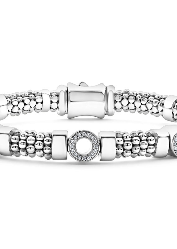 LAGOS Caviar Spark Diamond Medium Three Station Diamond Circle Caviar Bracelet