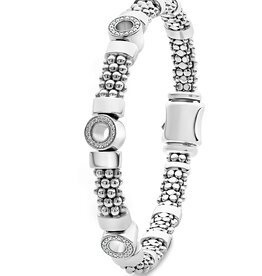 LAGOS Caviar Spark Diamond Medium Three Station Diamond Circle Caviar Bracelet