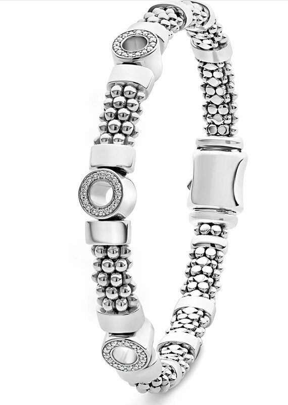 LAGOS Caviar Spark Diamond Medium Three Station Diamond Circle Caviar Bracelet