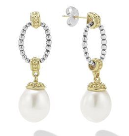 LAGOS Luna Two Tone Pearl Oval Drop Earrings