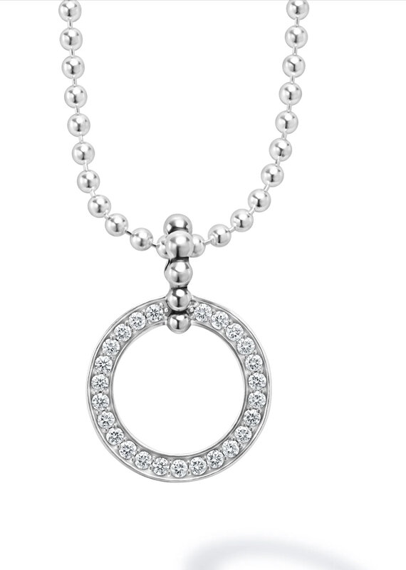 LAGOS Caviar Spark Diamond Circle Pendant Necklace