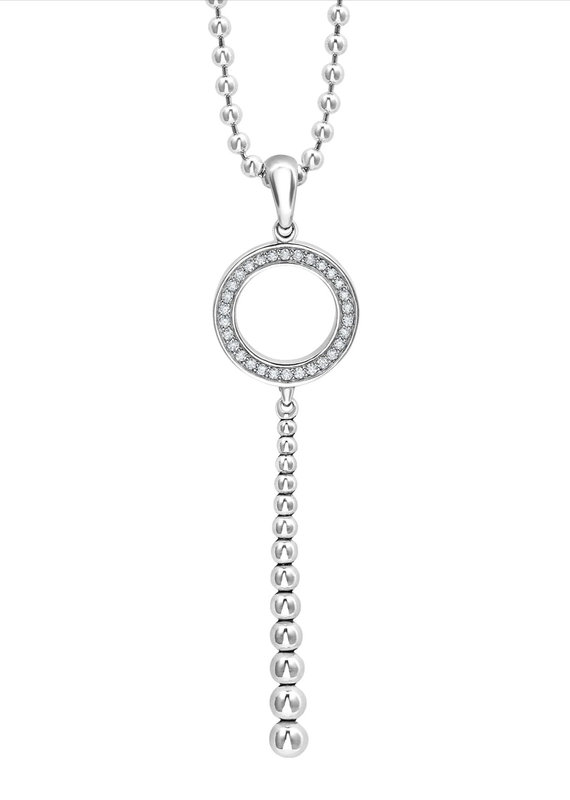 LAGOS Caviar Spark Diamond Drop Circle Pendant Necklace