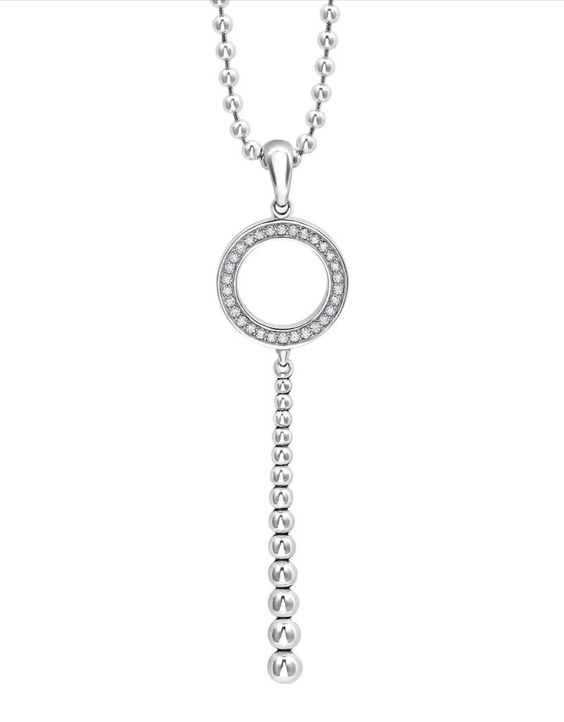 LAGOS Caviar Spark Diamond Drop Circle Pendant Necklace