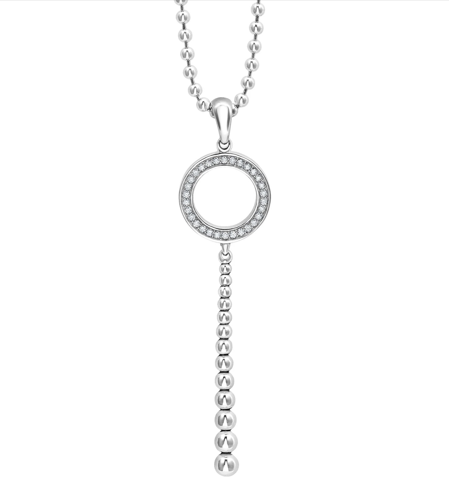 Caviar Spark Diamond Drop Circle Pendant Necklace j.hoffman's