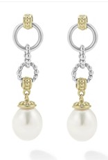 LAGOS Luna Two Tone Pearl Circle Drop Earrings