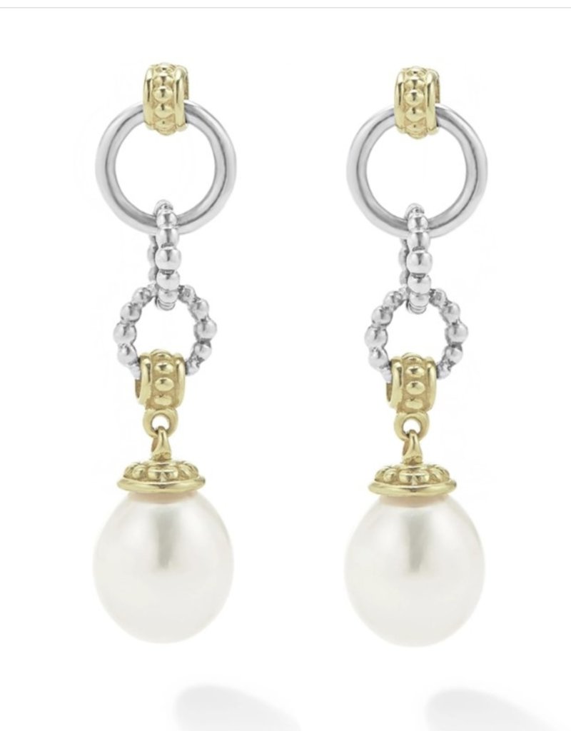 LAGOS Luna Two Tone Pearl Circle Drop Earrings