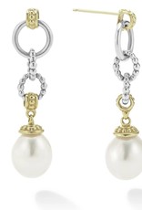 LAGOS Luna Two Tone Pearl Circle Drop Earrings