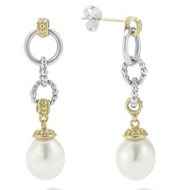 LAGOS Luna Two Tone Pearl Circle Drop Earrings