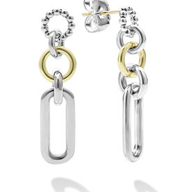 LAGOS Signature Caviar Two Tone Link Drop Earring