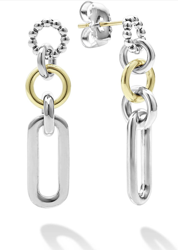 LAGOS Signature Caviar Two Tone Link Drop Earring
