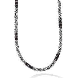 LAGOS Black Caviar Silver Station Ceramic Beaded Necklace