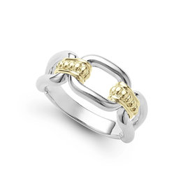 LAGOS Signature Caviar Two Tone Caviar Link Ring