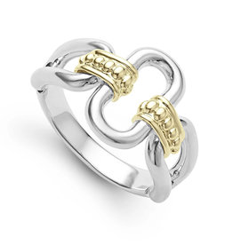 LAGOS Signature Caviar Two Tone Caviar Link Ring