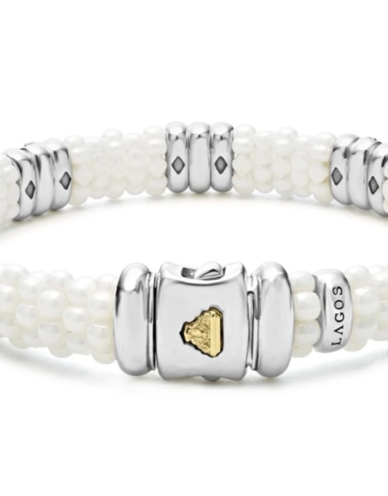 LAGOS White Caviar Three Station Ceramic Diamond Bracelet