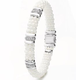 LAGOS White Caviar Three Station Ceramic Diamond Bracelet