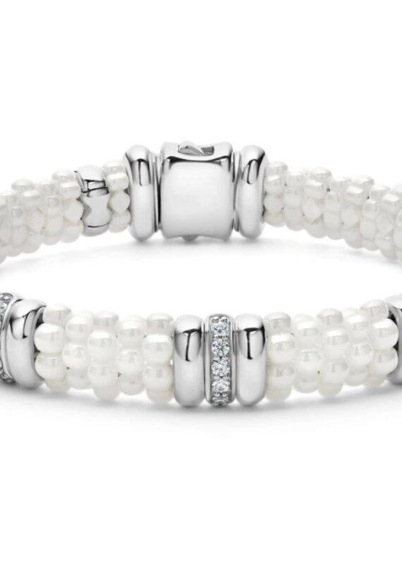 LAGOS White Caviar Three Station Ceramic Diamond Bracelet