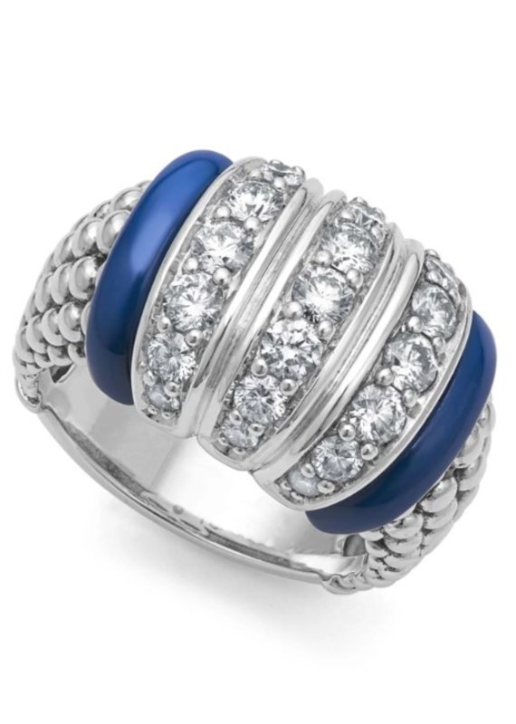 LAGOS Blue Caviar Ultramarine Diamond Ceramic Caviar Ring