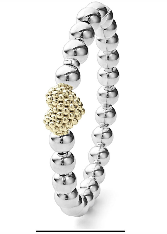LAGOS Signature Caviar Stretch Gold Heart Bead Bracelet