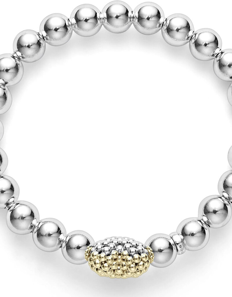 LAGOS Signature Caviar Stretch Gold Heart Bead Bracelet