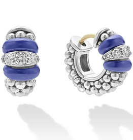 LAGOS Blue Caviar Ceramic and Diamond Huggie Earrings