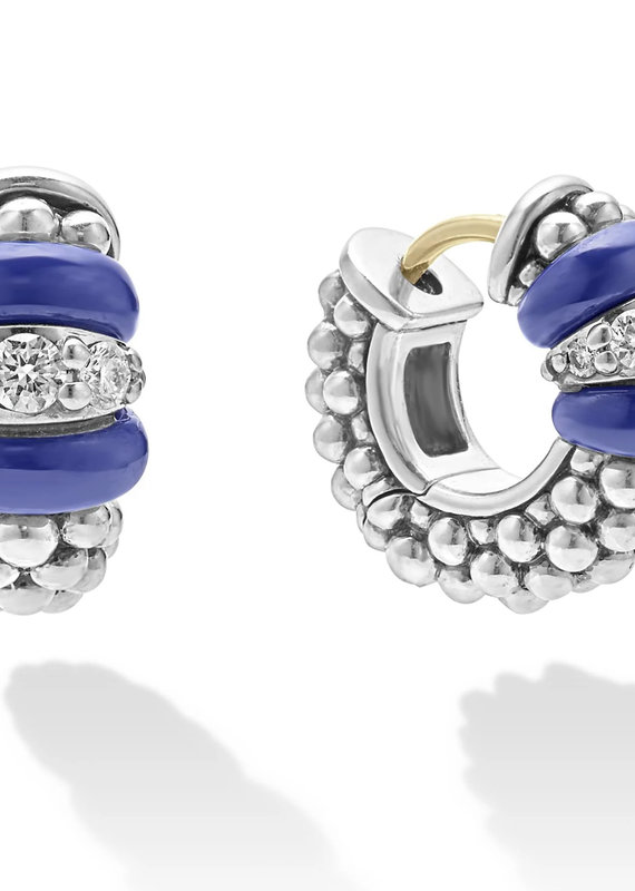 LAGOS Blue Caviar Ceramic and Diamond Huggie Earrings