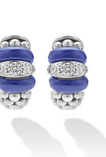 LAGOS Blue Caviar Ceramic and Diamond Huggie Earrings