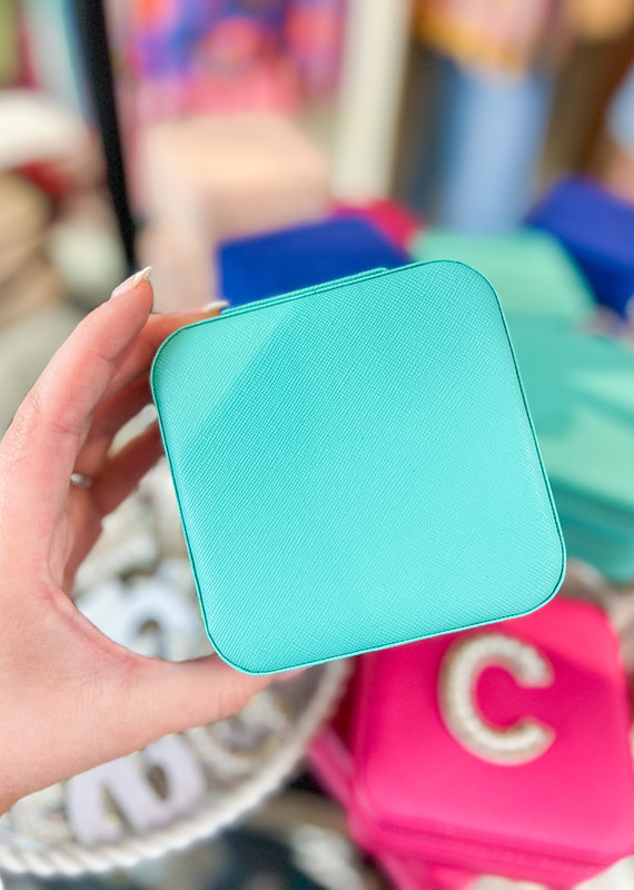J.HOFFMAN'S Leather Travel Jewelry Case in Turquoise