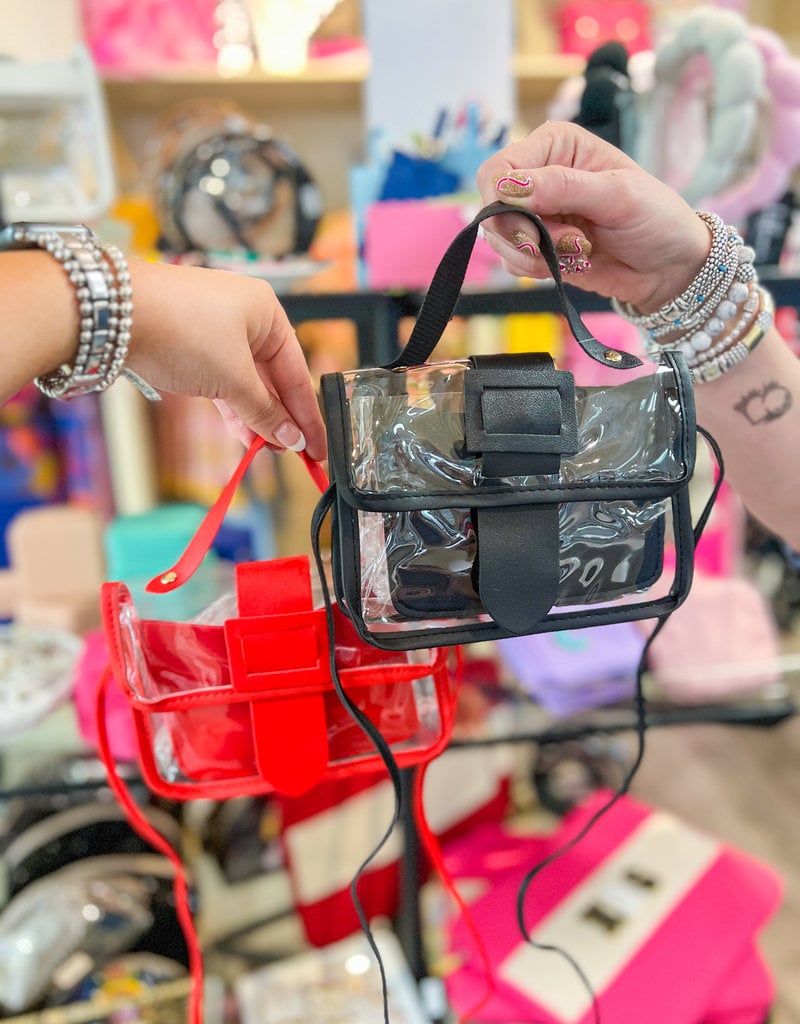 J.HOFFMAN'S Clear Snap Closure Crossbody in Red