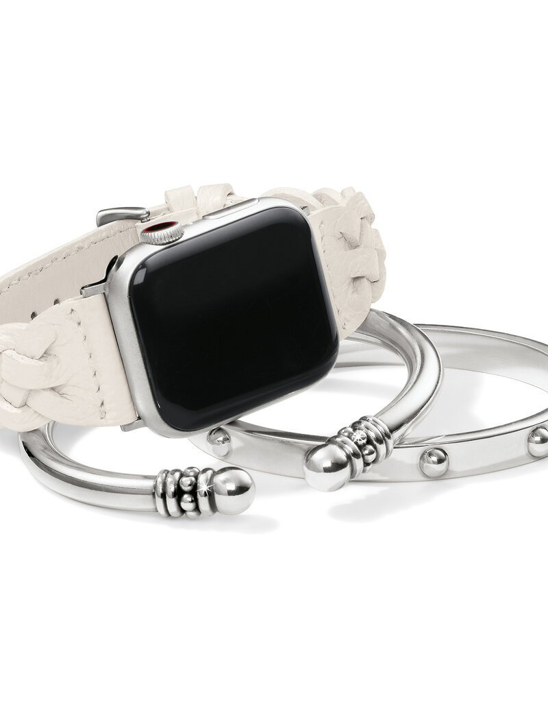 Sutton Braided Leather Watch Band in Optic White