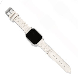 Sutton Braided Leather Watch Band in Optic White