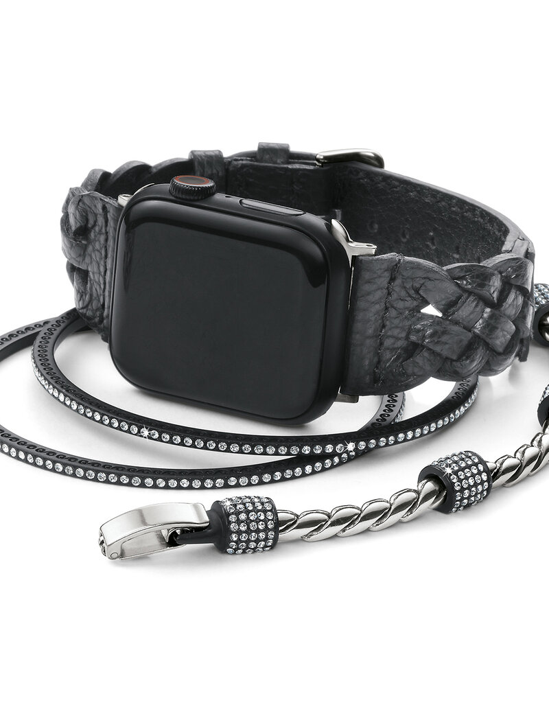 Sutton Braided Leather Watch Band in Black