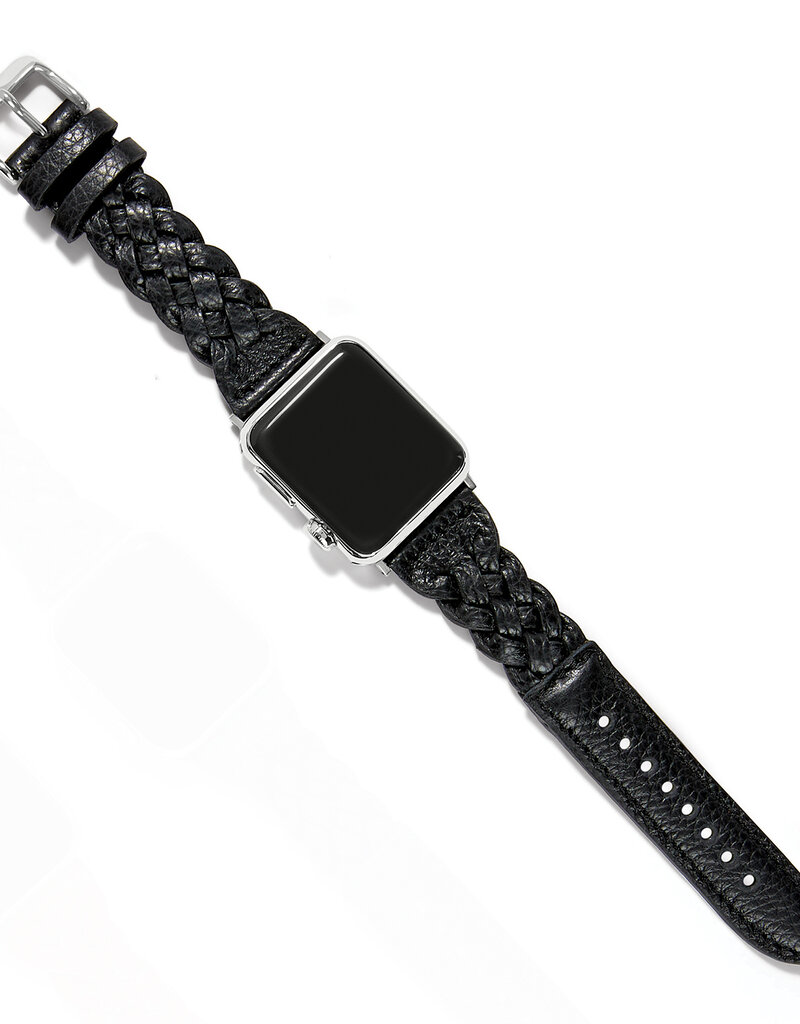 Sutton Braided Leather Watch Band in Black