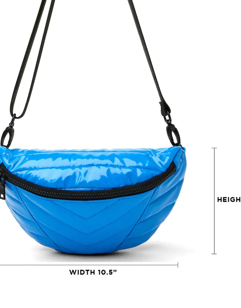 Little Runaway - Hampton Blue Patent | Quilted Puffer Belt & Crossbody Bag