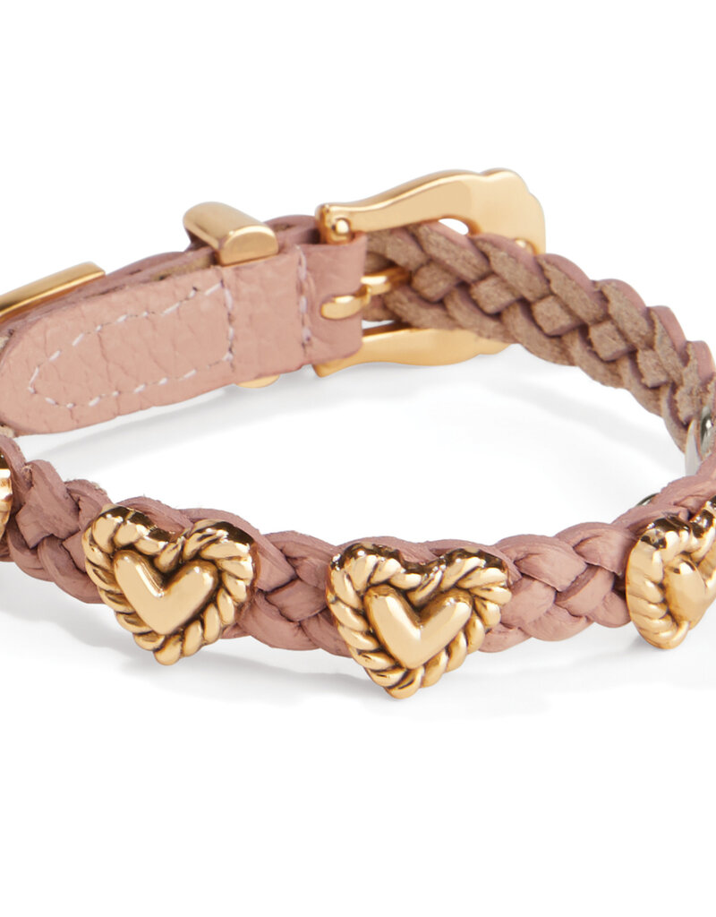 Roped Heart Braided Bracelet in Light Pink/Gold