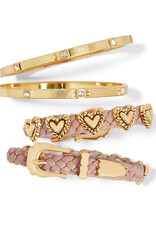 Roped Heart Braided Bracelet in Light Pink/Gold