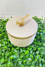 J.HOFFMAN'S Ceramic Box in Champagne w/ Gold Bird