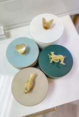 J.HOFFMAN'S Ceramic Box in Champagne w/ Gold Bird