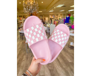 Checkerboard Pillow Slides // Pink