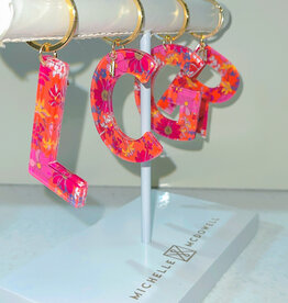 J.HOFFMAN'S Initial Keychain in Pink Floral