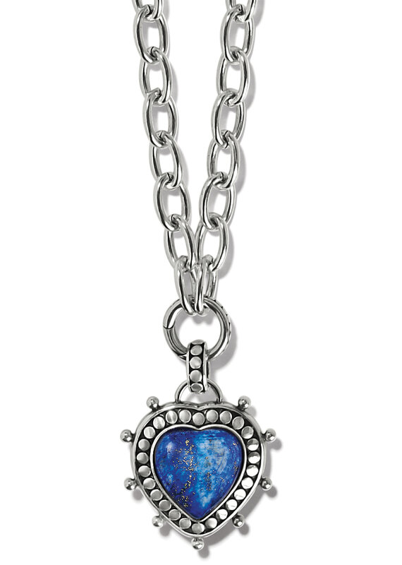 Pebble Dot Hati Heart Necklace in Blue