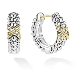 LAGOS Embrace Two-Tone Diamond Huggie Earrings