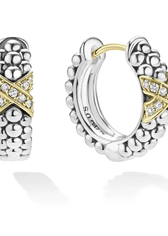 LAGOS Embrace Two-Tone Diamond Huggie Earrings