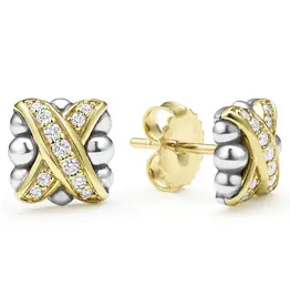 LAGOS Embrace Two-Tone X Diamond Stud Earrings