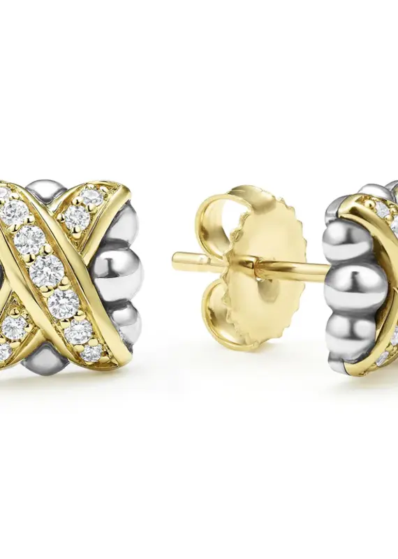LAGOS Embrace Two-Tone X Diamond Stud Earrings