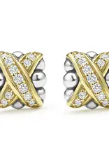 LAGOS Embrace Two-Tone X Diamond Stud Earrings