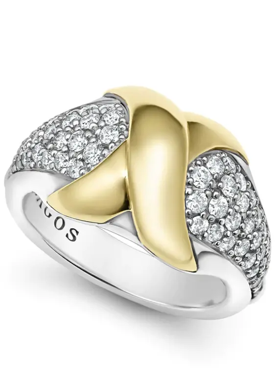 LAGOS Embrace 18K Gold X Diamond Ring