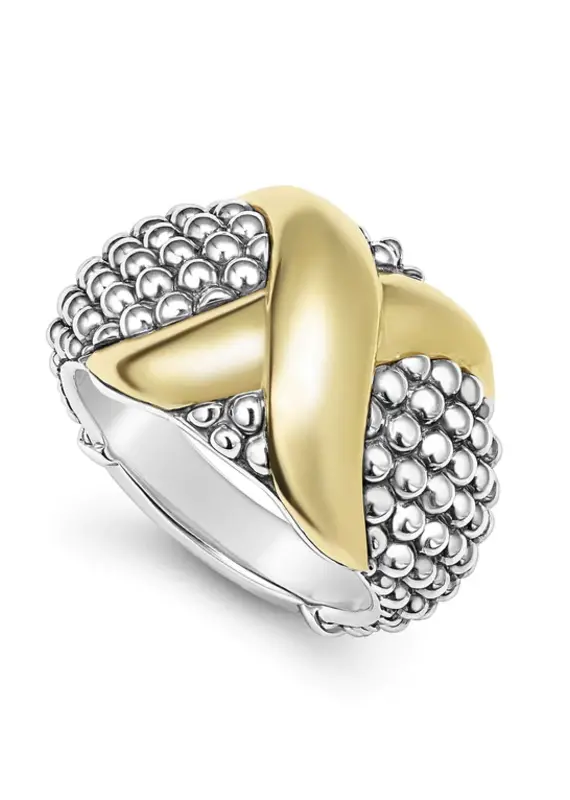 LAGOS Embrace Two-Tone X Caviar Dome Ring