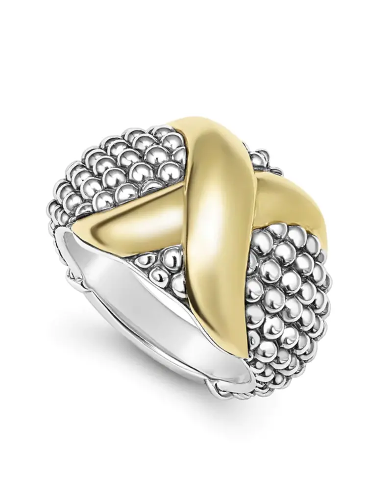 LAGOS Embrace Two-Tone X Caviar Dome Ring