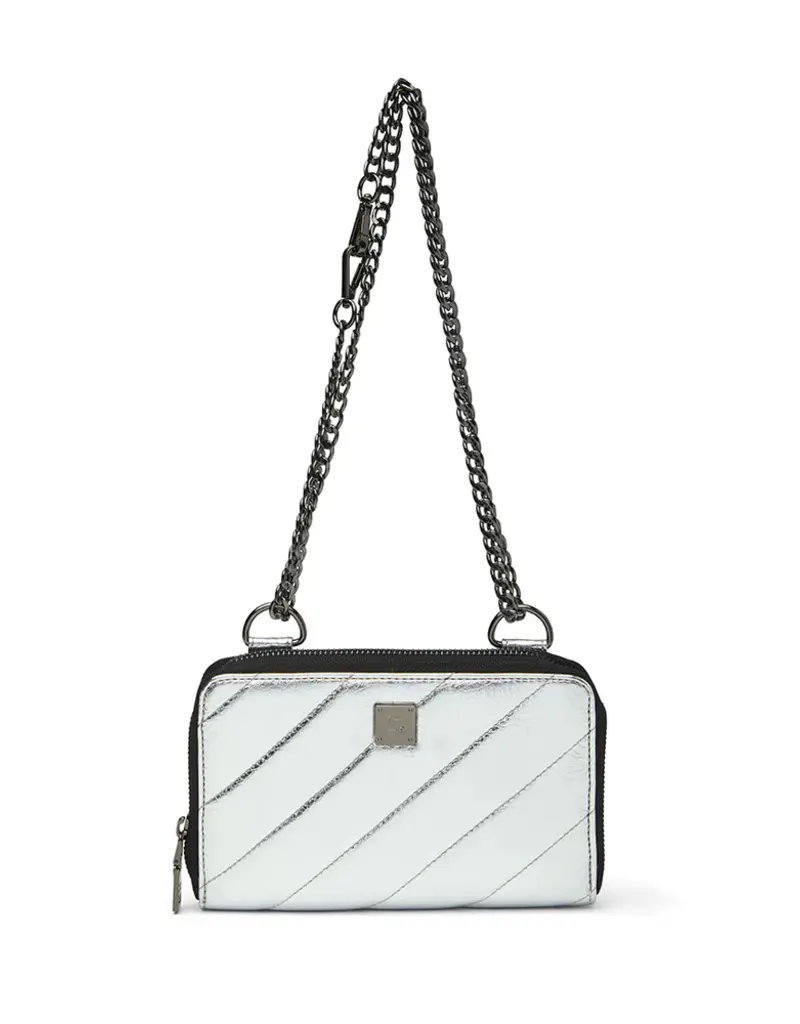 THINK ROYLN Starlet Wallet Bag in Luxe Crackled Silver