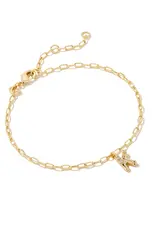 KENDRA SCOTT Crystal Letter Gold Delicate Chain Bracelet in White Crystal